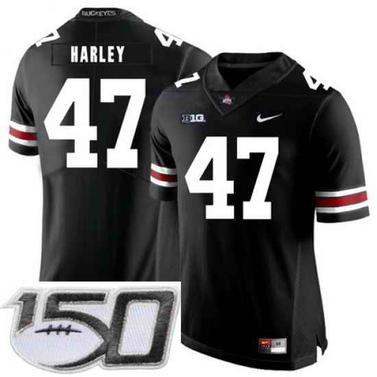 Ohio State Buckeyes 47 Chic Harley Black Nike College Football Stitched 150th Anniversary Patch Jersey